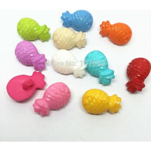 1000pcs 12*19mm Mixed Pineapple Shaped Buttons Plastic Fruit Sewing Baby Sweater Button Embellishments Cardmaking Scrapbooking