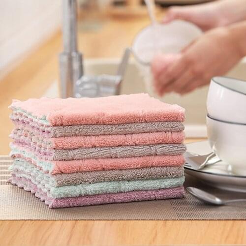 2 pcs pack Kitchen Anti-grease wiping rags efficient Super Absorbent Coral velvet dish Cloth home kitchen Cleaning towel