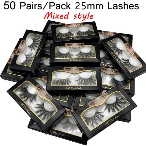 Wholesale 25mm Lashes 20/30/50 Pairs 25 mm False Eyelashes Thick Strip Mink Lashes Bulk Makeup Dramatic Long Mink Eyelashes