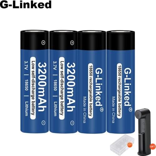 3.7V 2600mAh 18650 LI-ION lithium Rechargeable Battery for Laser Pen Light Flashlight with Free Holder Case Battery Charger Gift