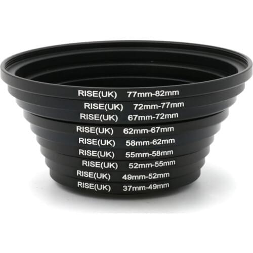 9pcs 37-82mm Lens Step Up Filter Ring Adapter Set 37 49 52 55 58 62 67 72 77 82 mm Kit