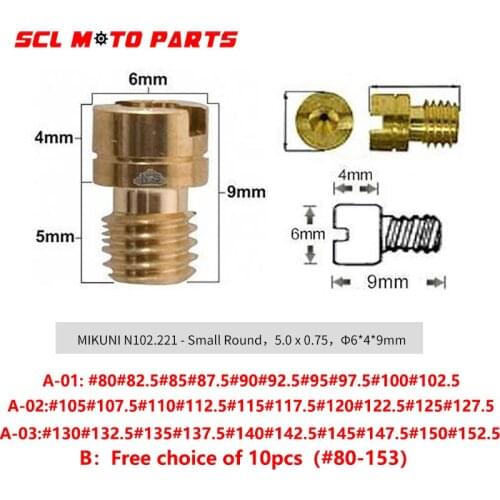 ALconstar-Motorcycle M5 Copper Carburetor Main Jet Kit For N102.221 Small Round Replacement Parts #80-153 10pcs