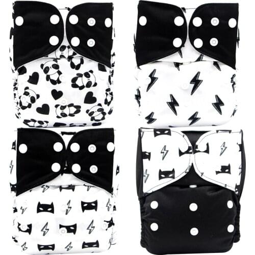 Asenappy New 4pcs/set Washable Eco-Friendly Cloth Diaper Adjustable Nappy Reusable Cloth Diapers Fit 3-15kg baby