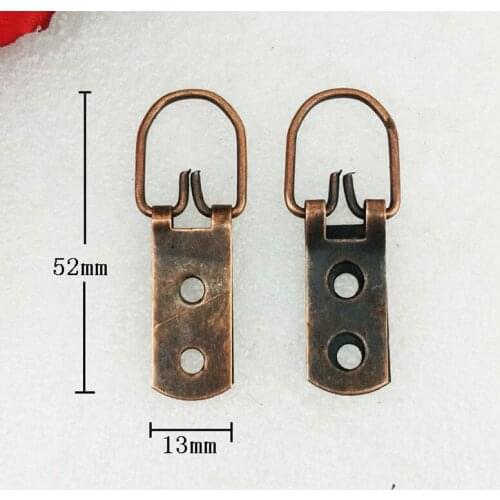 Bronze Tone Hanging Picture Oil Painting Mirror Frame 2 Holes Hooks Hangers With Screws,52*13mm,20Pcs