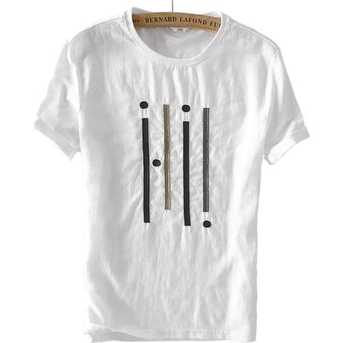 2018 New simple fashion linen t-shirt men round neck summer white men t shirt flax and cotton tshirt mens M-3XL free shipping