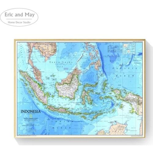 Indonesia Map Large Size HD Posters and Prints Wall art Decorative Picture Canvas Painting For Living Room Home Decor Unframed