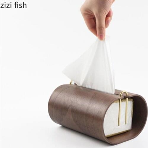 Walnut Wood Tissue Box Dinner Table Paper Towel Organizer Hotel Use Creativity Hollow Out Tissue Boxes Home Decoration Modern