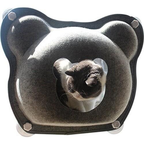 Bear Shape Cat Window Mounted Basking Bed Kitten Window Hammock Bed Can Withstand Weight To 44 Lbs