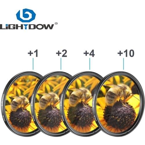 Lightdow 4 in 1 Macro Close Up Lens Filter +1+2+4+10 Kit 49mm 52mm 55mm 58mm 62mm 67mm 72mm 77mm for Canon Nikon Sony Cameras