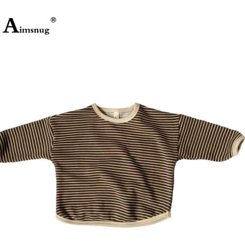 Fashion Stripes T-shirt Kids Long Sleeve Cotton Tees Shirt Unisex Girls Boys Casual Pullovers 2021 Autumn Children Knitted Tops