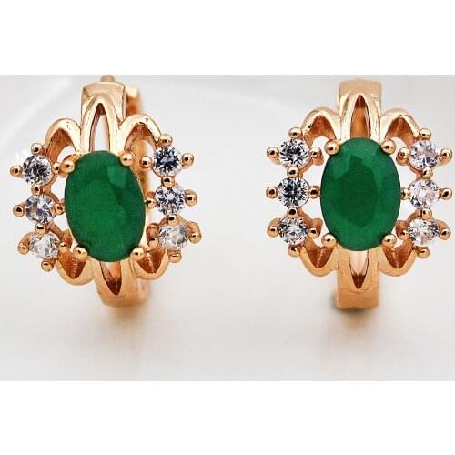 Trendy Gold Plated Copper Green Mini Hoop Earrings Cubic Zirconia For Women Girls Fashion Jewelry Accessories Birthday Wedding