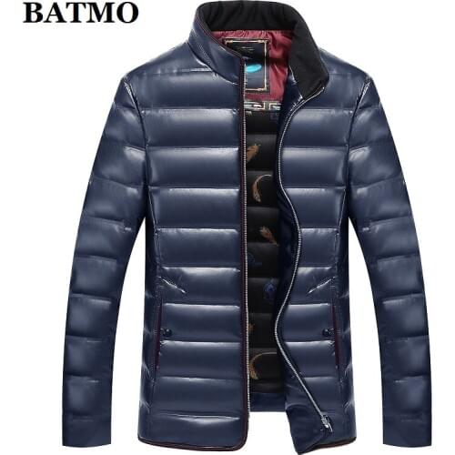 BATMO 2019 new arrival winter high quality 90% white duck down jackets men,mens PU down jackets,plus-size M-8XL 8040A