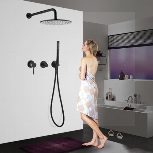 Vintage Black Painted / Chrome Finish Wall Mount Multifunctional Hot and Cold Water Shower System Bathroom Bath Shower Set