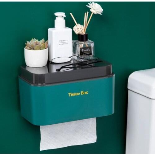 Wall-mounted Tissue Box Bathroom Storage Shelf for Mobile Phone Waterproof Toilet Tissue Roll Paper Holder Bathroom Supplies