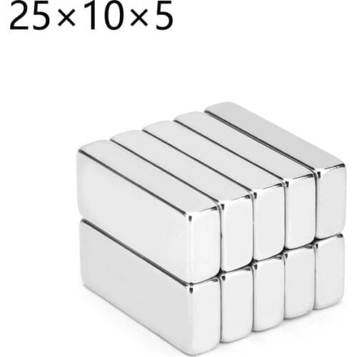 2/5/10/20/50Pcs 25x10x5 Neodymium Magnet 25mm x 10mm x 5mm N35 NdFeB Block Super Powerful Strong Permanent Magnetic imanes
