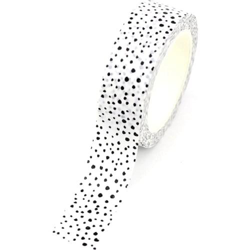 NEW 1PC Decorative Cute Black Dots on White Washi Tapes DIY Bullet Journal Adhesive Masking Tape Kawaii Stationery Supplies