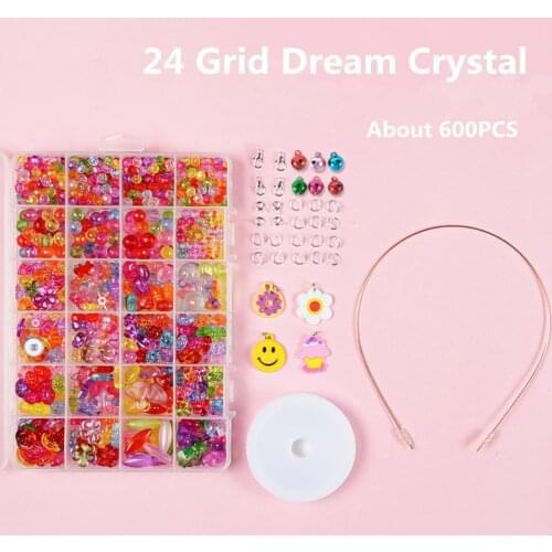 New 15/24 Grid Childrens Handicrafts DIY Beaded Toys for Girls To Wear Beads with Accessories Set Creative Jewelry Making Toys
