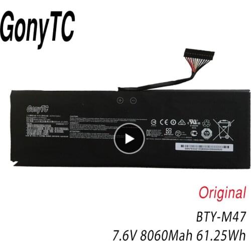 GONYTC Genuine BTY-M47 Laptop Battery for MSI GS43 GS43VR 6RE GS40 6QE 2ICP5/73/95-2 7.6V 8060mAh drop ship
