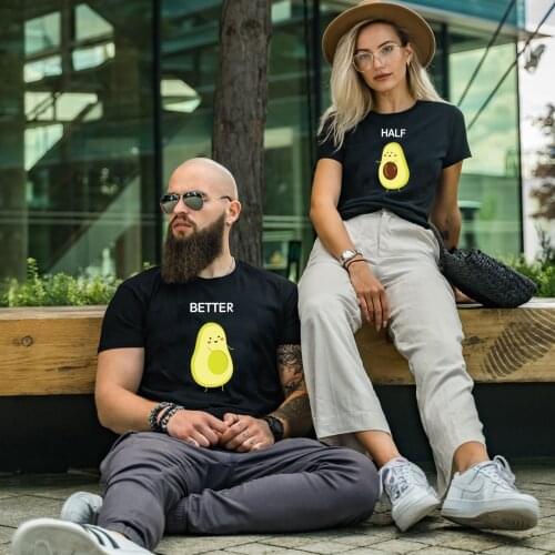 Seeyoushy Couple Clothes Matching Set Lovers Avocado Better Half Printed Valentines Day Graphic Tees Fashion Plus Size Clothing