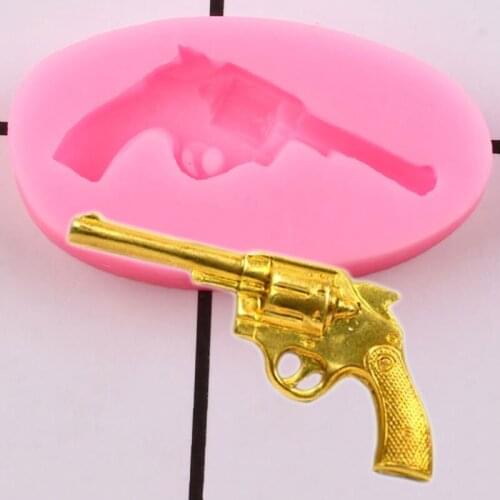Pistol Gun Silicone Mold Baby Birthday Cupcake Topper Fondant Cake Decorating Tools Candy Clay Resin Chocolate Gumpaste Molds