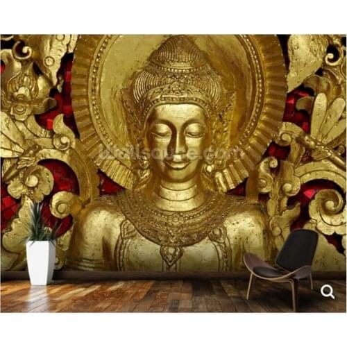 Custom papel de parede,Buddha Carving at temple, Luang Prabang, Laos. fresce wallpaper for living room corridor sofa background