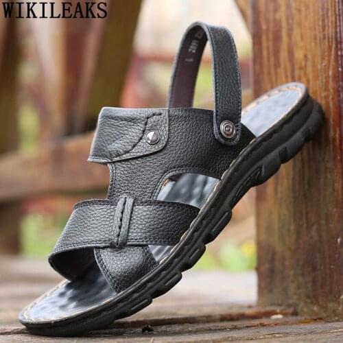 Beach Sandals Women 2021 Mens Sandals Genuine Leather Slip on Shoes Men Summer Brown Beach Shoes Man Zapatos De Hombre Chaussure