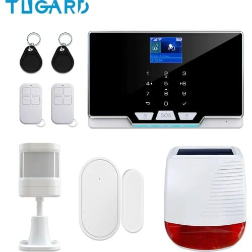 New GSM 3G 4G WiFi Home Security Burglar Alarm System Kit with 433Mhz Wireless Outdoor Solar Powered Siren 110dB Alarm Sound