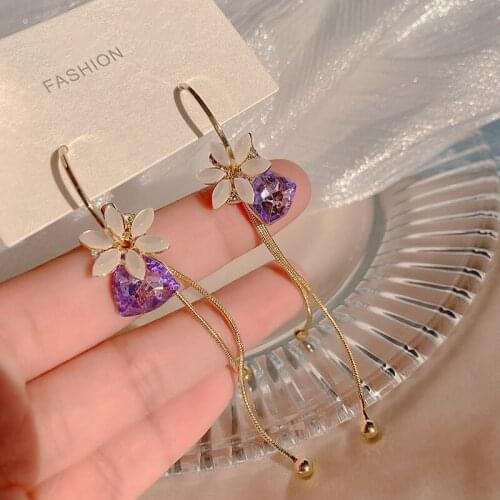 PERMIH Vintage Gold Color Long Thread Tassel Drop Earrings For Women Shiny Zircon Female Drop Earrings Fashion Tassel Earrings