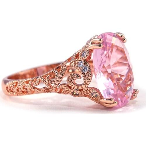 Women Ring Rose Gold Color Big Crystal Stone Wedding Ring for Women Unique Design Female Engagement Ring Jewelry Gift Dropship