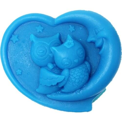 1pcs New Style Love Owl (zx1593) Silicone Handmade Soap Mold Crafts DIY Mold