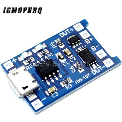 100Pcs Micro USB 5V 1A 18650 TP4056 Lithium Battery Charger Module Charging Board With Protection Dual Functions 1A Li-ion