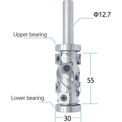 12.7mm Solid Wood Woodworking Trimming Spiral Cutter Trimming Cemented Carbide Surface Milling Cutter Drill Bit Cutter