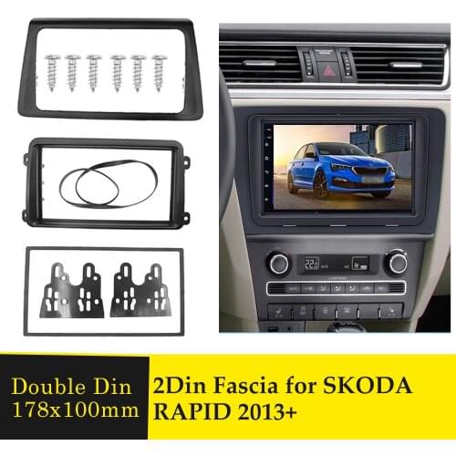 2Din Car Radio Fascia Panel for Skoda Rapid 2013+ Stereo DVD Player Frame Fitting Trim Adaptor Dash Mount CD Fascia Bezel Kit