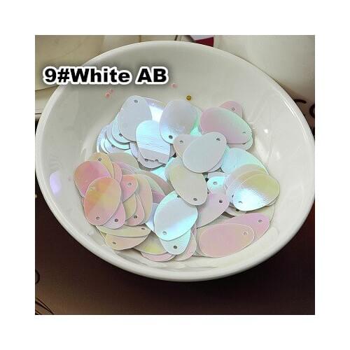 400pcs/lot 12*20mm Large Oval Egg Shape Sequins PVC Sequin Flat With Side Hole Belly Dance Garment DIY Accessories White AB