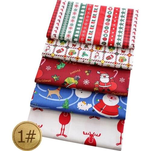 5Pcs 25cm x25cm No Repeat Printed Nordic Patchwork Group Plain Cloth Small Floral Cotton DIY Fabric Christmas Series