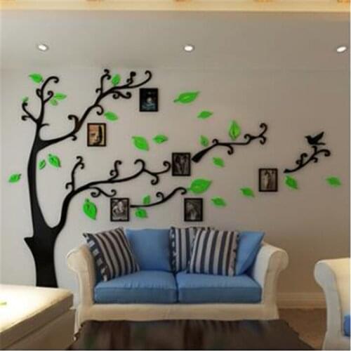 New Arrival Creative 3D DIY Acrylic Mirror Wall stickers Tree Photo Frame Modern Living room Sofa TV background Wall Sticker