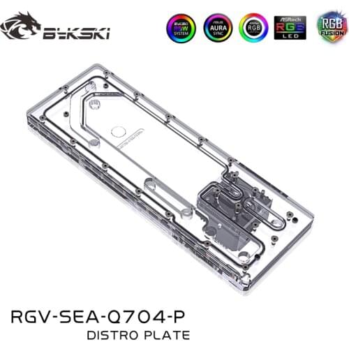 BYKSKI Acrylic Tank use for Seasonic SYNCRO Q704 Computer Case /3PIN 5V D-RGB /Combo DDC Pump Cooled Water Distribution Plates