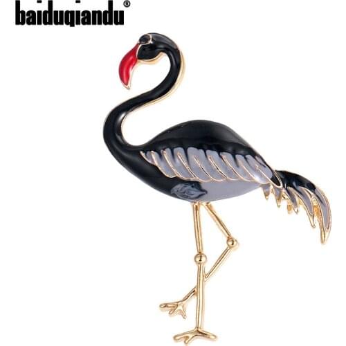 Baiduqiandu Brand New Arrvail Red Mouth Flamingo Corsage Brooch Jewelry Winter Design Accessories