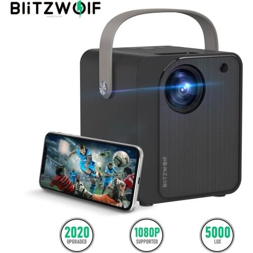 BlitzWolf BW-VP7 Mini Projector with Speaker 5000Lux Wireless Screen Mirroring Portable Wifi Outdoor Projector for Smartphone