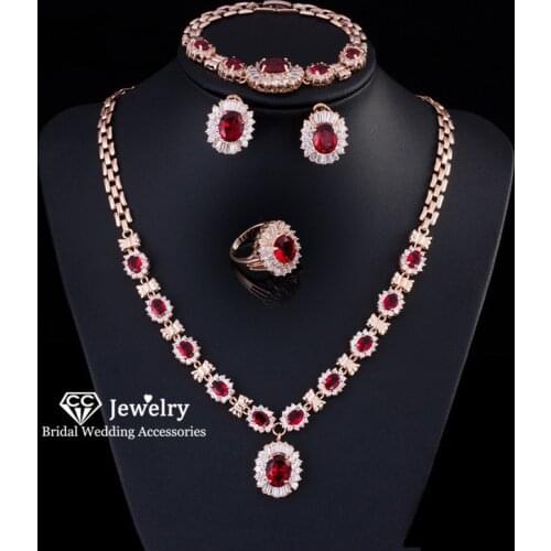 CC Jewelry Sets Wedding Necklace Stud Earring Ring Bracelet for Women Bride Vintage Silver Pendant Luxury Party Beach 4pcs T0090
