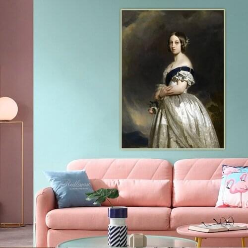 Citon Winterhalter《Queen Victoria》Canvas Art Oil Painting Artwork Poster Decorative Picture Wall Decor Home Decoration