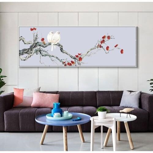 Chinese calligraphy Plum Orchid Flowers canvas painting wall art posters and prints Modular pictures for bedroom home Room decor