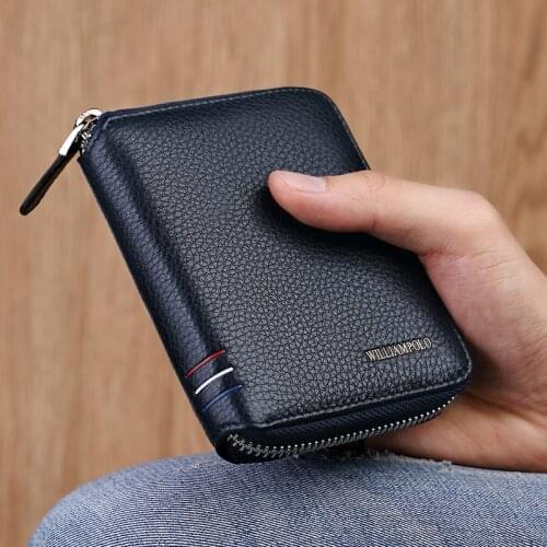 Leather Vertical Womens purse casual zipper short card holder multi functional mens portable zero wallet