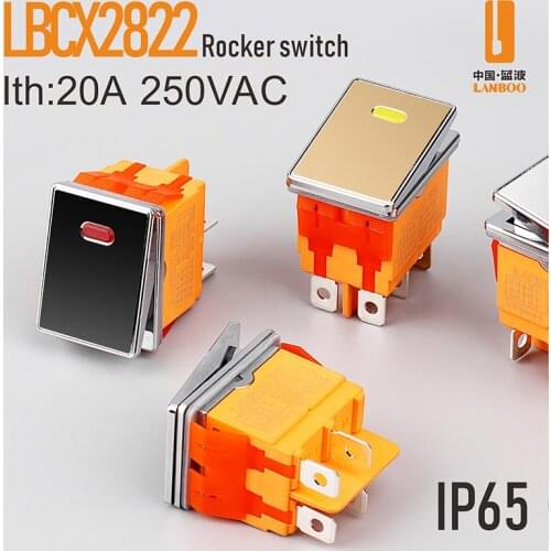 LANBOO 2822-1 series Rocker Switch ON-OFF 2 Position 4/6Pin Electrical equipment With Light Switch 16A 250VAC