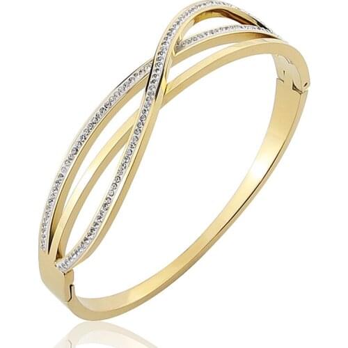 Hot Jewelry Super Flash Zircon Curved Bracelet Women Bracelet Titanium Steel Top Quality Bracelet Love Bracelete for Women Gifts