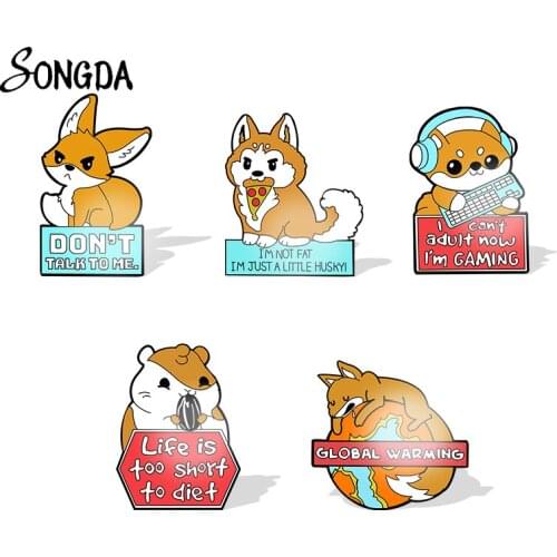 Cute Cartoon Animal Acrylic Pin Dog Fox Squirrel Brooch Badge Lapel Pin for Clothing Bag Handcraft Jewelry Gift for Kids Friend