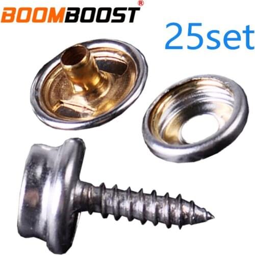 Stainless Steel Black/Sliver 25Set Fit For Canvas Tent Canopy Fastener Sockets Boat Marine Snap Button Studs Kit Marine Cover
