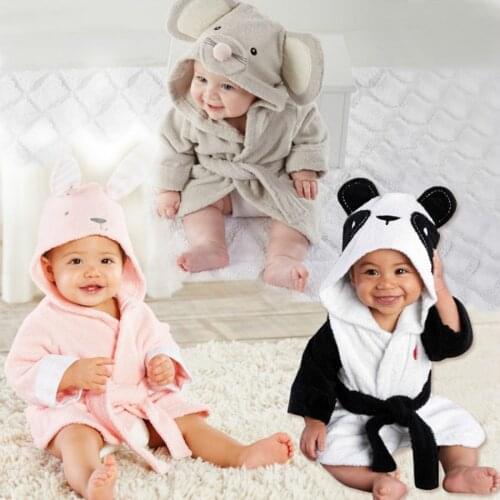 New Baby Bathrobe towel Childrens Clothing Boys Girls Soft Velvet Robes Pajamas Coral newborn Clothes kids Bathrobes pink grey