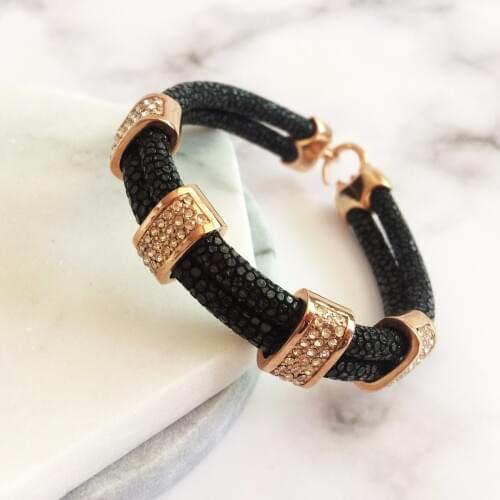 New Arrival Classic Genuine 5mm Brown Stingray Leather Bracelet stingray crystal bracelet for men and women jewelry gift