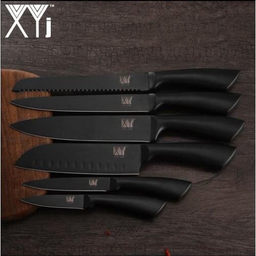 Stainless Steel All Black Chef Kitchen Knife 8'' Bread Slicing 5'' Utility 3.5'' Paring Knife Japanese Style Sushi Sashimi Tool